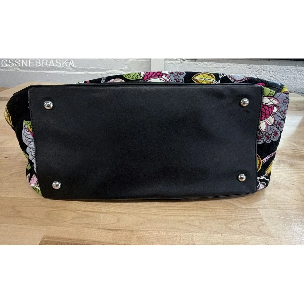 Vera Bradley Moon Blooms Quilted Trapeze Tote Bag Floral‎ Black Trim NWT